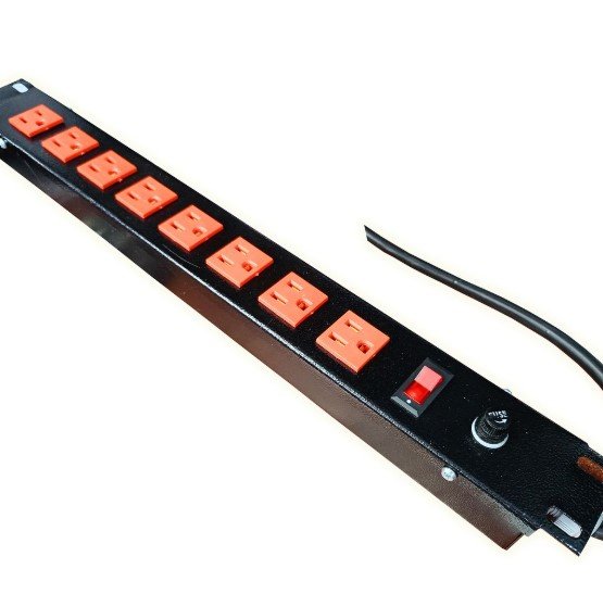 Regleta Multitoma Eléctrica Tipo Rack (8 tomas naranjas)